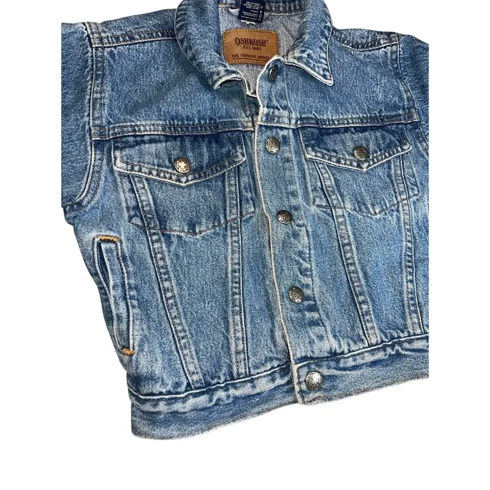 OshKosh B'Gosh Vintage Y2K blue denim trucker toddler jacket sz 3/3T girls/boy